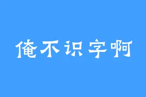 俺不识字啊
