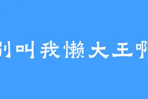 别叫我懒大王啊